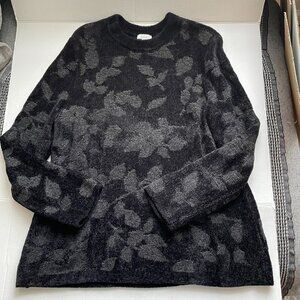 J. JILL Sweater Chenille Thick Chunky black patterned sweater Large